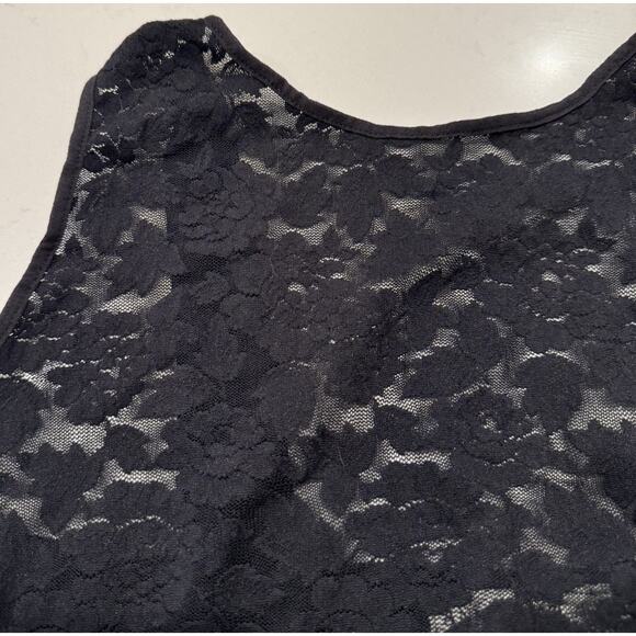 Vintage Ann Taylor Cami Bodysuit Size Large 90s Black Lace Coquette Romantic - Picture 4 of 8